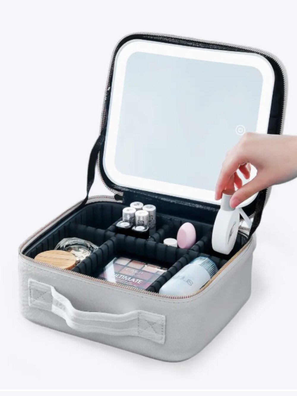 BRAND NWT - NOBL LED Makeup Travel Case - Silver